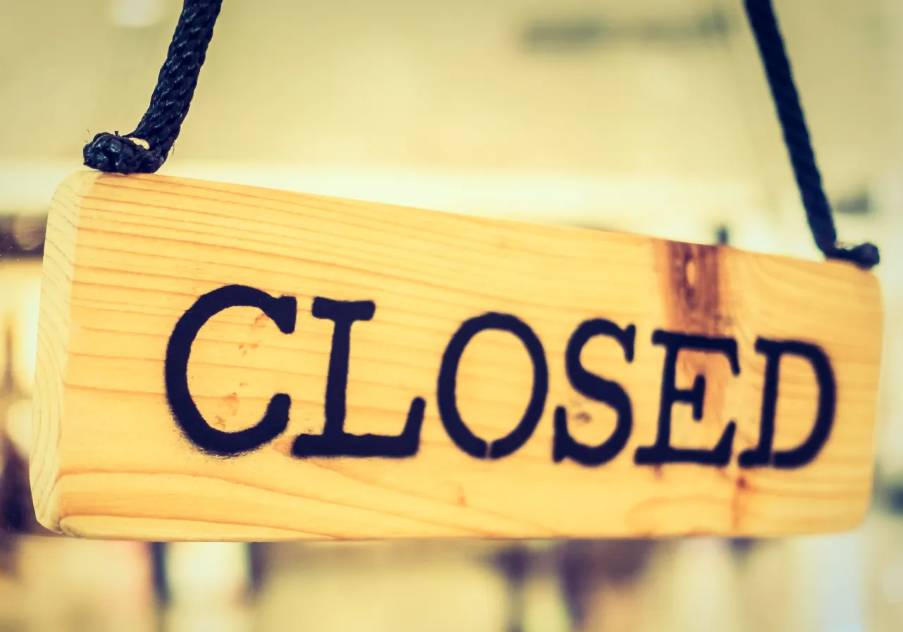 kantoor gesloten